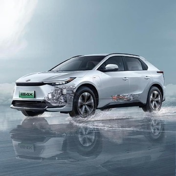 Toyota bZ4X driving through water